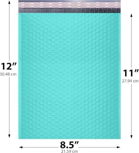 Teal Bubble Mailers 8.5x12, Self Seal Poly Padded Envelopes #2, 300 Pack - Image 2