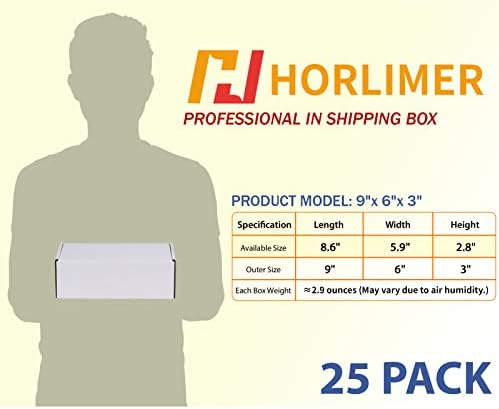 HORLIMER 9x6x3 inches Shipping Boxes Set of 25, White Corrugated Cardboard Box Literature Mailer, 25 Stickers Included - Image 2