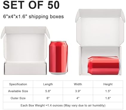 6"x4"x1.6" Shipping Boxes, 50 Pack White Cardboard Mailer Box, Small Gift Boxes for Packaging Small Business - Image 2