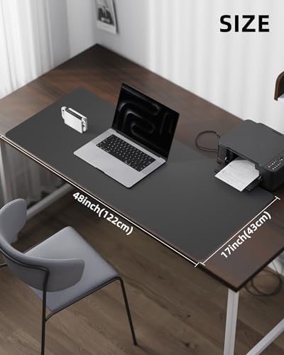 Leather Desk Pad Protector- 48" x 17" Office Desk Mat, Non-Slip PU Leather Mouse Pad, Waterproof Desk Blotter Mat, Desk Cover Mat for Office and Home (Dark Grey) - Image 5