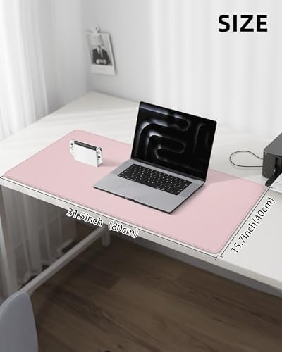 Leather Desk Pad Protector, Mouse Pad, Office Desk Mat, Non-Slip PU Leather Desk Blotter, Laptop Desk Pad, Waterproof Desk Writing Pad for Office and Home (Light Pink, 31.5" x 15.7") - Image 5