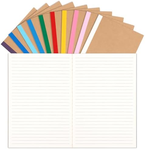 LABUK 10pcs A5 Composition Notebook Journals Bulk, Kraft Lined Notebooks, 10 Colors 60 Pages for Journaling, Writing, School, Office, Kids Gift by LABUK
