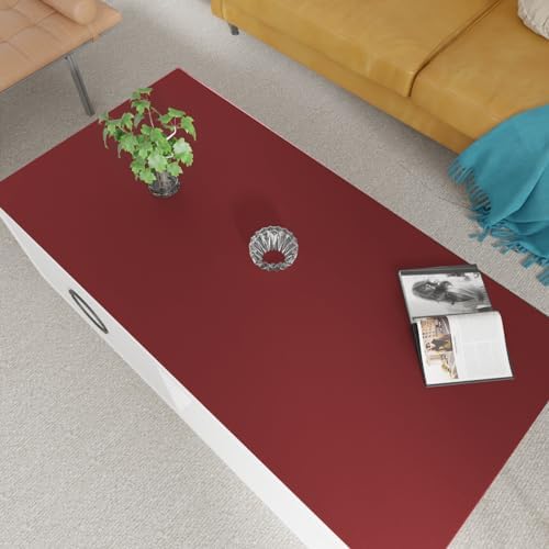 Faux Leather Table Cover,1.8mm Thick,24x60 Inch Desk Cover,Large Desk Mat,Table Protector,Table Cover Protector,Desk Protector,Table Pad,(Black+Wine Red,24x60) by Zinkooat