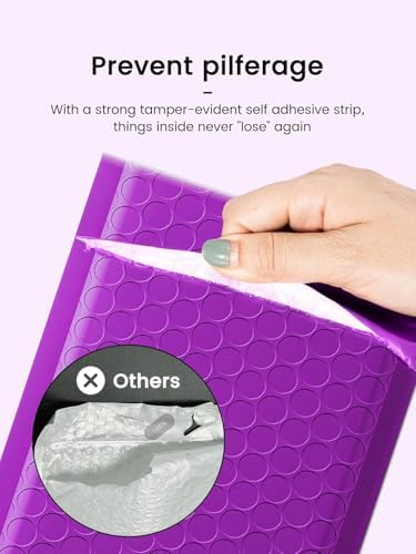 GSSUSA Purple Bubble Mailers 8.5x12" 500 Pack Padded Envelopes Self Seal - Image 3