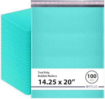 Teal Bubble Mailers 14.50x20, Self Seal Poly Padded Envelopes #7, 100 Pack by BAYLUE