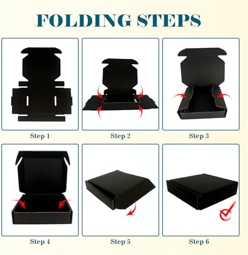 Small Shipping Boxes 4x4x1, Set of 50, Black Corrugated Cardboard Box (YD441-50BK) - Image 5
