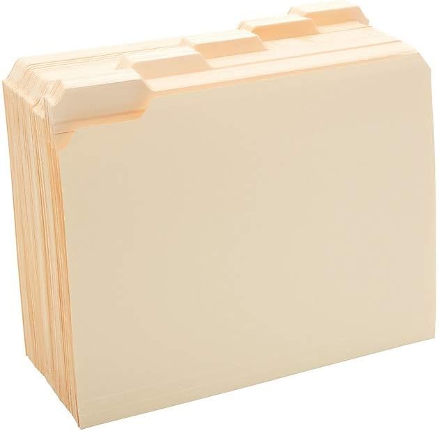 Staples Reinforced 5‑Tab File Folders, Letter Size, Manila, Heavy‑Duty Construction, 100/Box - Image 2