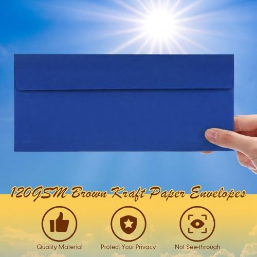 Jutom #10 Letter Size Kraft Envelopes, Royal Blue, 500 Pcs - Image 6