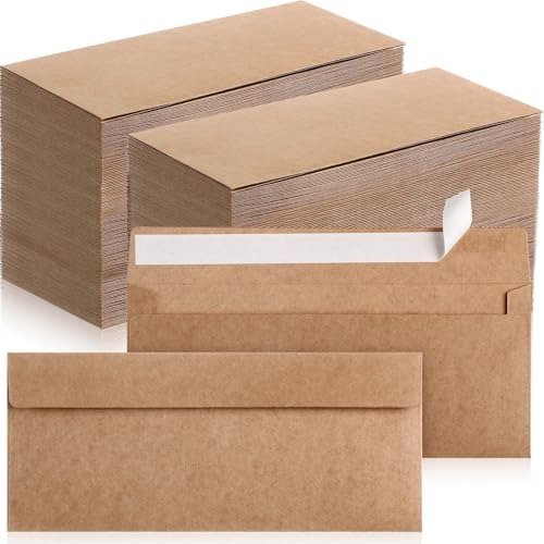 Jutom 600 Pcs #10 Kraft Envelopes, 4-1/8 x 9-1/2 Letter Size, Strong Sealed Security Business Envelopes, Windowless Brown Mailing Envelope for Invoices, Checks, Office Use by Jutom