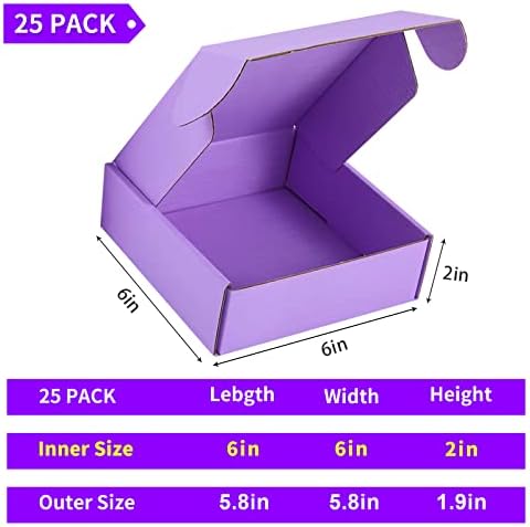 25 Pack Small Shipping Boxes Purple Corrugated Cardboard Box 6x6x2 inches，Corrugated Box for Packaging Small Business,Shipping Gift Boxes - Image 2