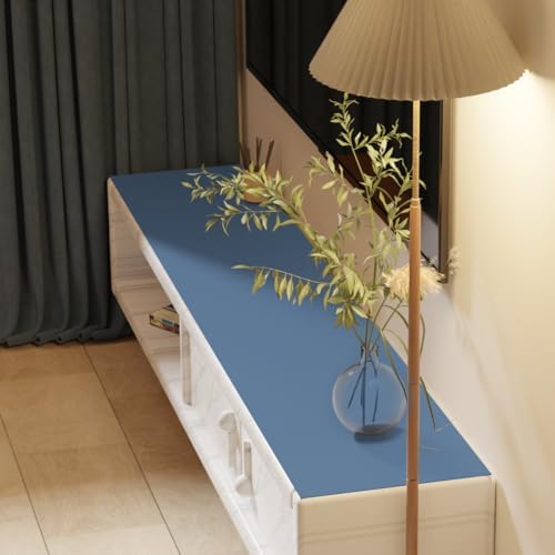 Leather Desk Mat,1.8mm Thick,17x60 Inch Desk Cover,Desk Protector Mat,Dresser Cover Top,Faux Leather Table Cover,Side Table Cover,Office Desk Cover(Grayish Blue+Dark Green,17x60) by Zinkooat