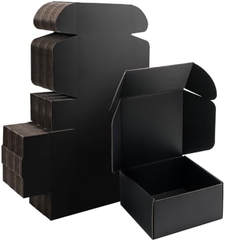 8x8x4 inch Black Shipping Boxes for Small Business- Set of 25 by Yidomto