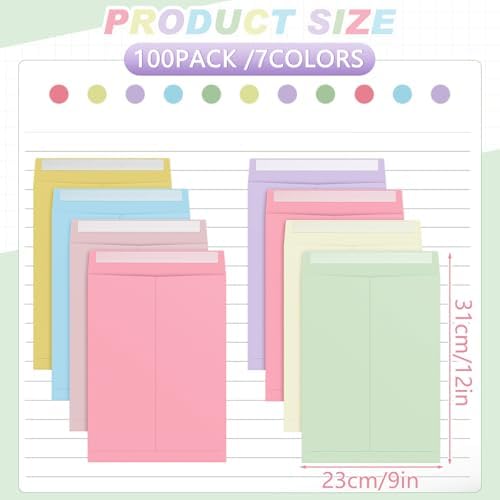 100 Pcs 9'' x 12'' Catalog Envelopes Self Adhesive 32lb Manila Envelopes Kraft Peel & Seal for Secure Mailing Storage Organizing for Home Office Business School (Morandi Colors) - Image 2