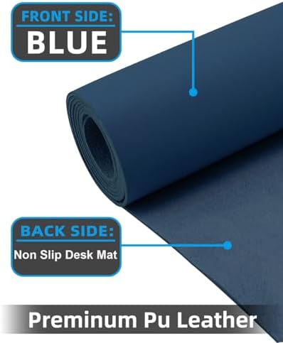 Pu Leather Desk Protector & Writing Pad, Non-Slip Laptop Mat - Waterproof, Office/Home (23.6"x13.8", Midnight Blue) - Image 2