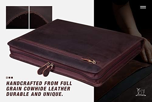 Genuine Leather Professioal Business Portfolio Padfolio Folder with Zipper for Men and Women,Work Portfolio for Letter Size Notepad, for Meeting and Travel, Dark Brown - Image 4