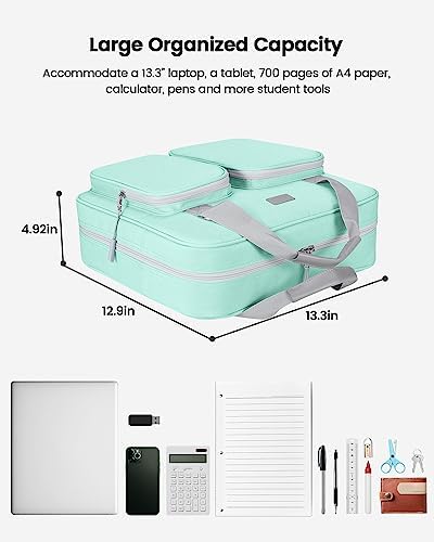 Zipper Binder 3 Inch 3 Ring with Shoulder Strap Multi-Pocket,Tough - Image 5