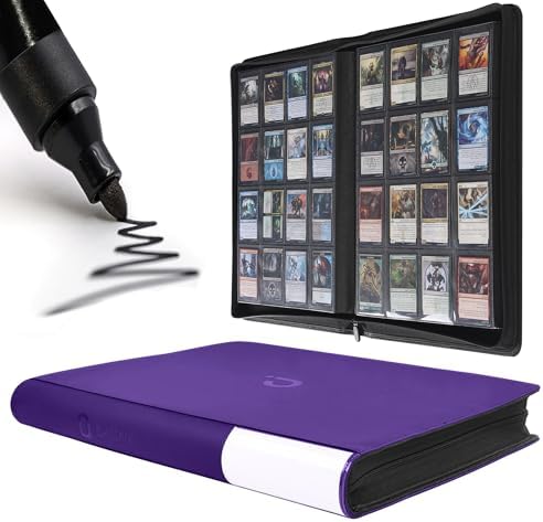 Premium Card Binder 16 Pocket - Fits 1600 Cards，4X4 Ringless Card Album with Sleeves for Trading Cards & Sports Cards（Model C，Classic Purple） by DDACCKIT
