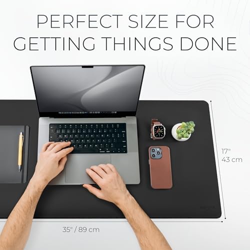Nordik Felt and Leather Desk Mat - Dual Layer True Black 35 x 17 in - Image 3