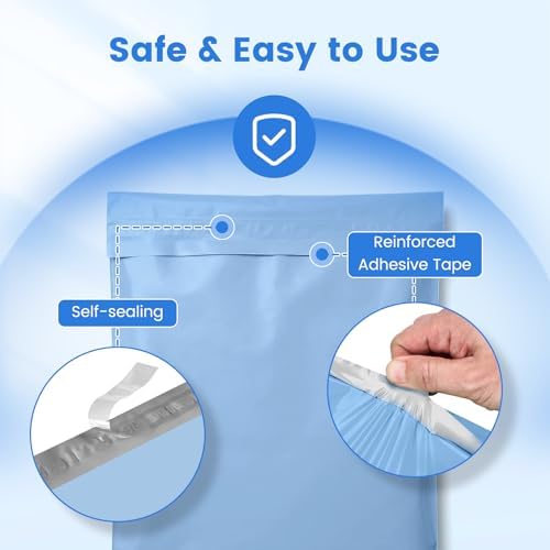 Metronic Poly Mailers 12x15.5 100 Pack Self-Seal Shipping Bags, Light Blue - Image 4