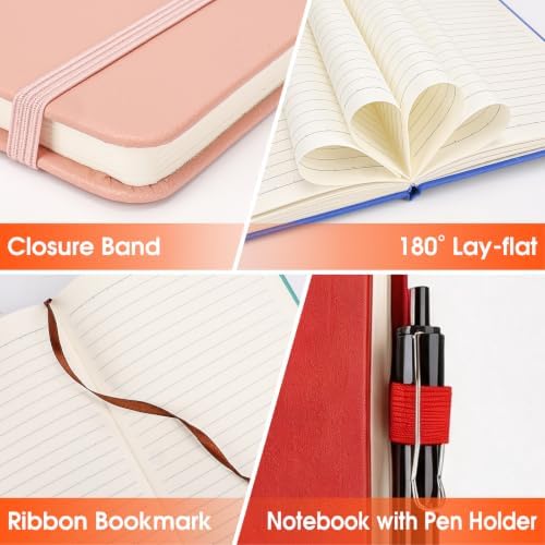 BGUP 20 Pack Lined Journal Notebook with Pen, A5 Hardcover Leather Journal 5.5"*8.3", 5 Colors 136 Pages College Ruled Notebooks and Pen Set for Office School Business Supplies - Image 4