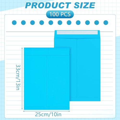 100 Pcs 10'' x 13'' Catalog Envelopes Self Adhesive 32lb Manila Envelopes Kraft Peel & Seal for Secure Mailing Storage Organizing for Office Business Home (Blue) - Image 2