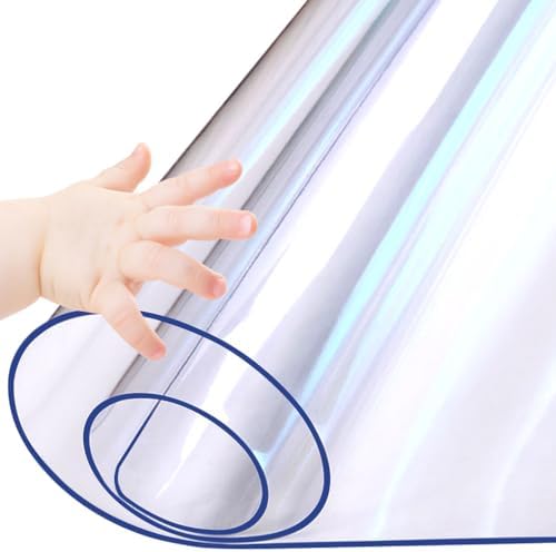 52 x 72 Inch Clear Plastic Table Protector Pad Wipeable Vinyl PVC Tablecloth Rectangular Dining Coffee Table Wood Furniture Protector 1.5mm Thick Tabletop Protective Cover Easy Clean Water Resistant by WanDeela