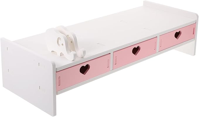 Pink Monitor Riser, Space-Saving Elevated Stand with Smooth Edges for Keyboard Storage, Ergonomic Desktop Organizer for Home & Office, 19.29x7.48x3.93In by Unknown