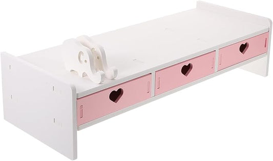 Pink Monitor Riser, Space-Saving Elevated Stand with Smooth Edges for Keyboard Storage, Ergonomic Desktop Organizer for Home & Office, 19.29x7.48x3.93In by Unknown
