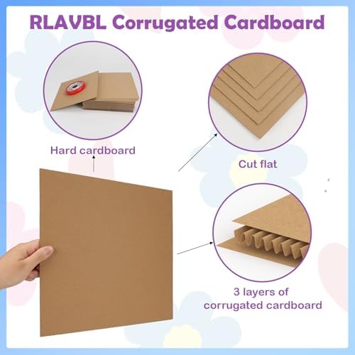 RLAVBL 50 Pack 12x12 Corrugated Cardboard Sheets, Flat Cardboard Inserts for Shipping, Mailing, Packing, DIY Crafts - Image 3