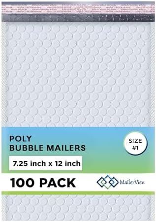 Arctic White Bubble Mailers 7.25x12 Poly Padded Envelopes #1 100 Pack by MAILERVIEW