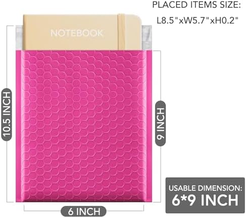GSSUSA Pink Bubble Mailers 6X10Inches 500Pack Padded Poly Mailer - Image 2