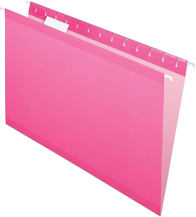 Pendaflex 04153 1/5 PIN Reinforced Hanging Folders, Legal Size, Pink, 1/5 Cut, 25/BX (4153) - Image 2