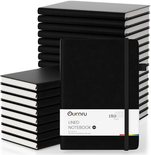 Oucaru Bulk 24 Pack A5 Lined Journal Notebook Set, 180 Pages 100 GSM Paper by Oucaru