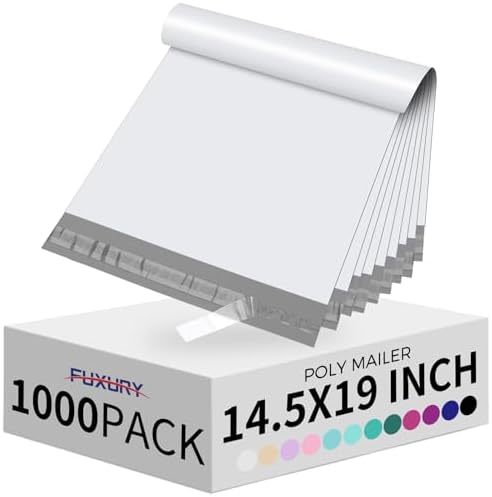 Fuxury 14.5x19" Poly Mailers 1000Pcs,Bulk Shipping Bags For Clothing,White by Fuxury