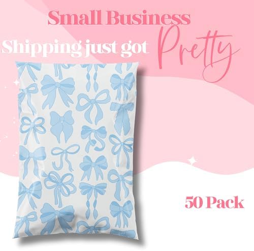 Pretty Package Store Poly Mailer 24x24, Blue Bows, 50 Pack - Image 3