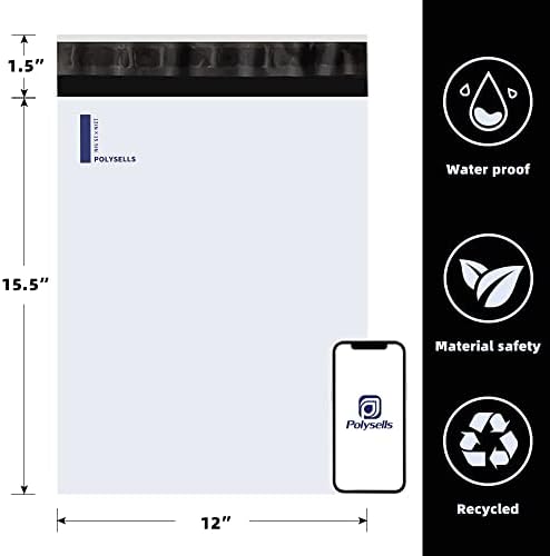 POLYSELLS 200 pcs 12x15.5 Inch White Poly Mailers Shipping Envelopes, Strong Adhesive Sealing, Waterproof, and Tear-resistant Postal Mailing Bags for Clothing, Books, and Accessories - Image 5