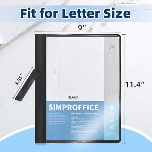 36 Pack Report Covers with Swing Clip, Black, Letter Size - Image 2