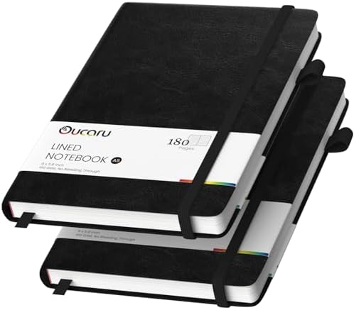 Oucaru 2 Pack A5 Lined Journal Notebook for Writing, 180 Pages by Oucaru