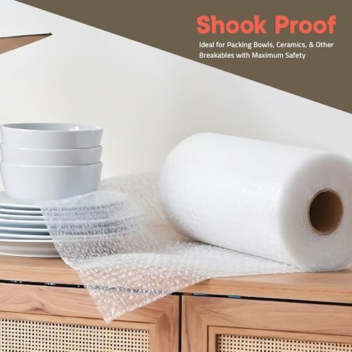 Bubble Wrap for Packing & Moving 1 Pack, 175 FT x 12” Bubble Cushioning Wrap with 3/16” Small Bubbles, Perforated Every 12” for Easy Tear, Lightweight Packing Wrap for Fragile Packaging & Mailing - Image 5