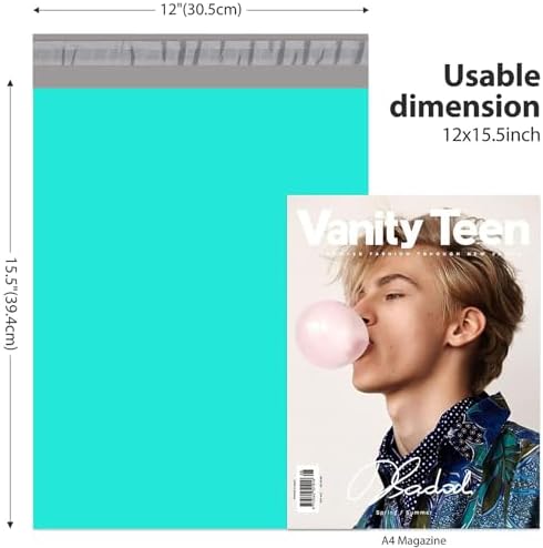 Fuxury Poly Mailers 12x15.5" 200pcs,Durable Shipping Bags for Clothing,Teal - Image 2