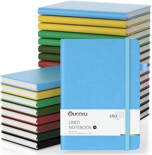 Oucaru Bulk 24 Pack A5 Lined Journal Notebook Set, 180 Pages 100 GSM Paper by Oucaru