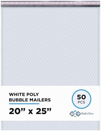Bubble Mailers 20x25, Self Seal Poly Padded Envelopes #10, 50 Pack Bulk by MAILERVIEW