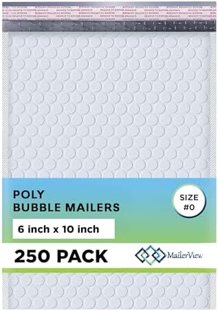 Arctic White Bubble Mailers 6x10 Poly Padded Envelopes #0, 250 Pack by MAILERVIEW