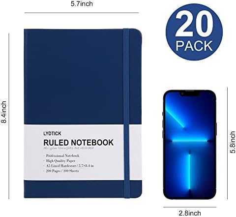 20 Pack Journals for Writing College Ruled Notebooks Journal in Bulk, Hardcover Notebooks (200Pages) for Note Talking, Lined Bullet Journals for Home School Office, 5.7"x8.4", 5 Colors - Image 2