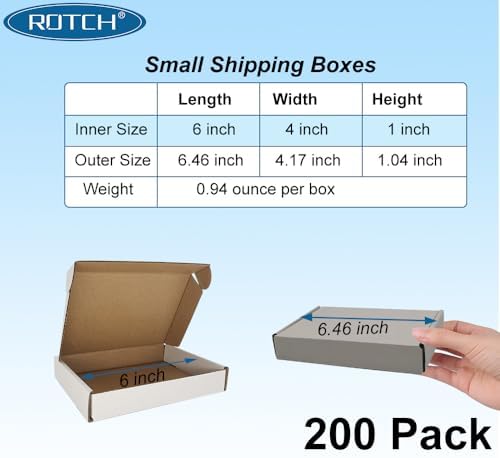 ROTCH 200 Pack 6x4x1'' Small Shipping Boxes, Cardboard Corrugated Mailers, White (M641-200-W) - Image 2