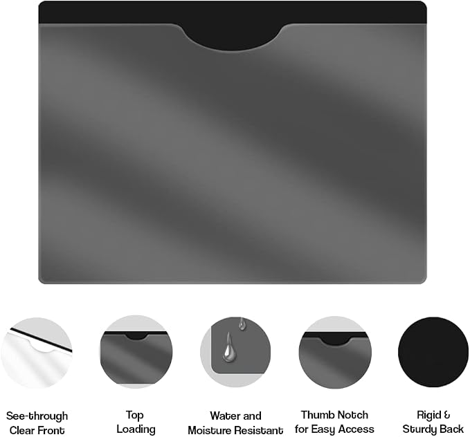 Black Vinyl Pocket Folder, Doctor Stuff, Closed Sides, Letter Size, Clear Front Top Loading Job Jacket, Documents Holder for Office, High School and Medical Files, Pack of 25 - Image 4
