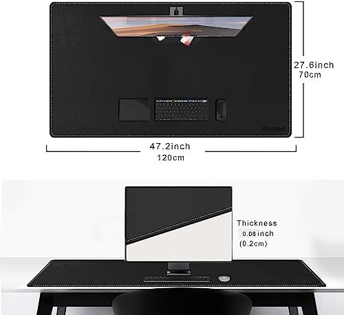 CENNBIE Leather Desk Pad Large, 47.2" x 27.5" Desk Mat Protector (Black) - Image 2