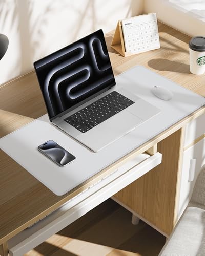 Leather Desk Pad Protector, Mouse Pad, Office Mat, Non-Slip PU Leather Blotter, Laptop Pad, Waterproof Writing Pad for Office and Home (White, 31.5" x 15.7") - Image 7