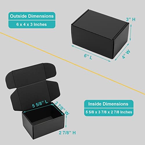 Mcfleet 6x4x3 Small Black Shipping Boxes - 24 Pack Corrugated Cardboard Mailing Box Packaging for Small Business - Tab Locking Literature Mailer Flat Empty Gift Packing Supplies - Image 2