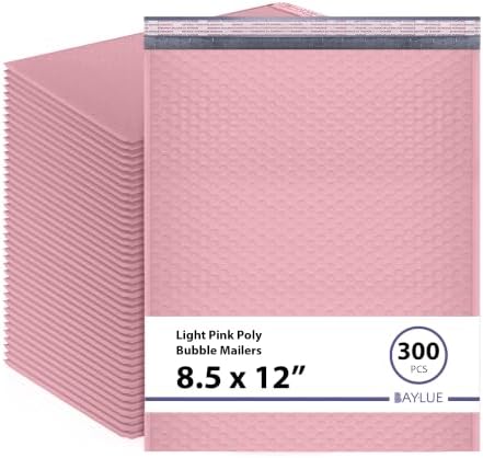 Light Pink Bubble Mailers 8.5x12, Poly Padded Envelopes #2, 300 Pack by BAYLUE